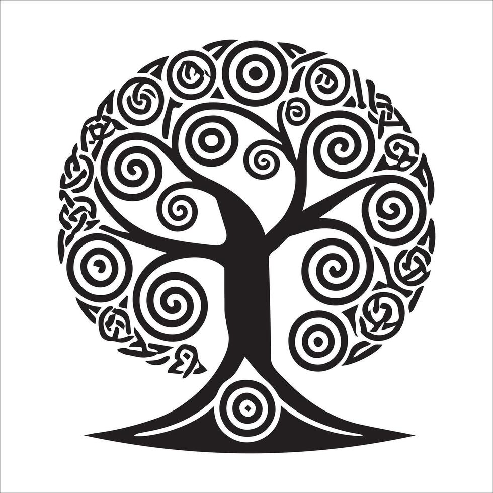 Celtic Tree of Life Clipart - Stunning Celtic Tree Silhouette Design vector