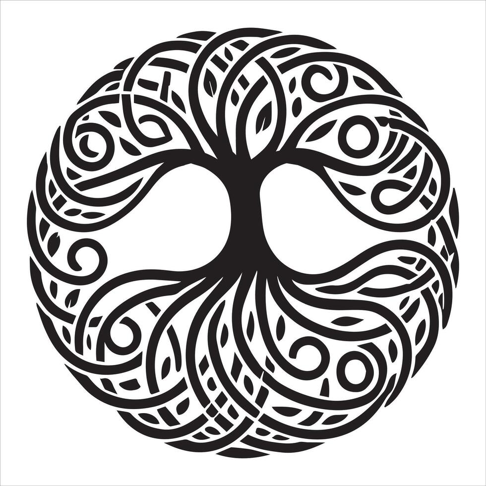 Timeless Celtic Tree of Life Silhouette Artwork vector