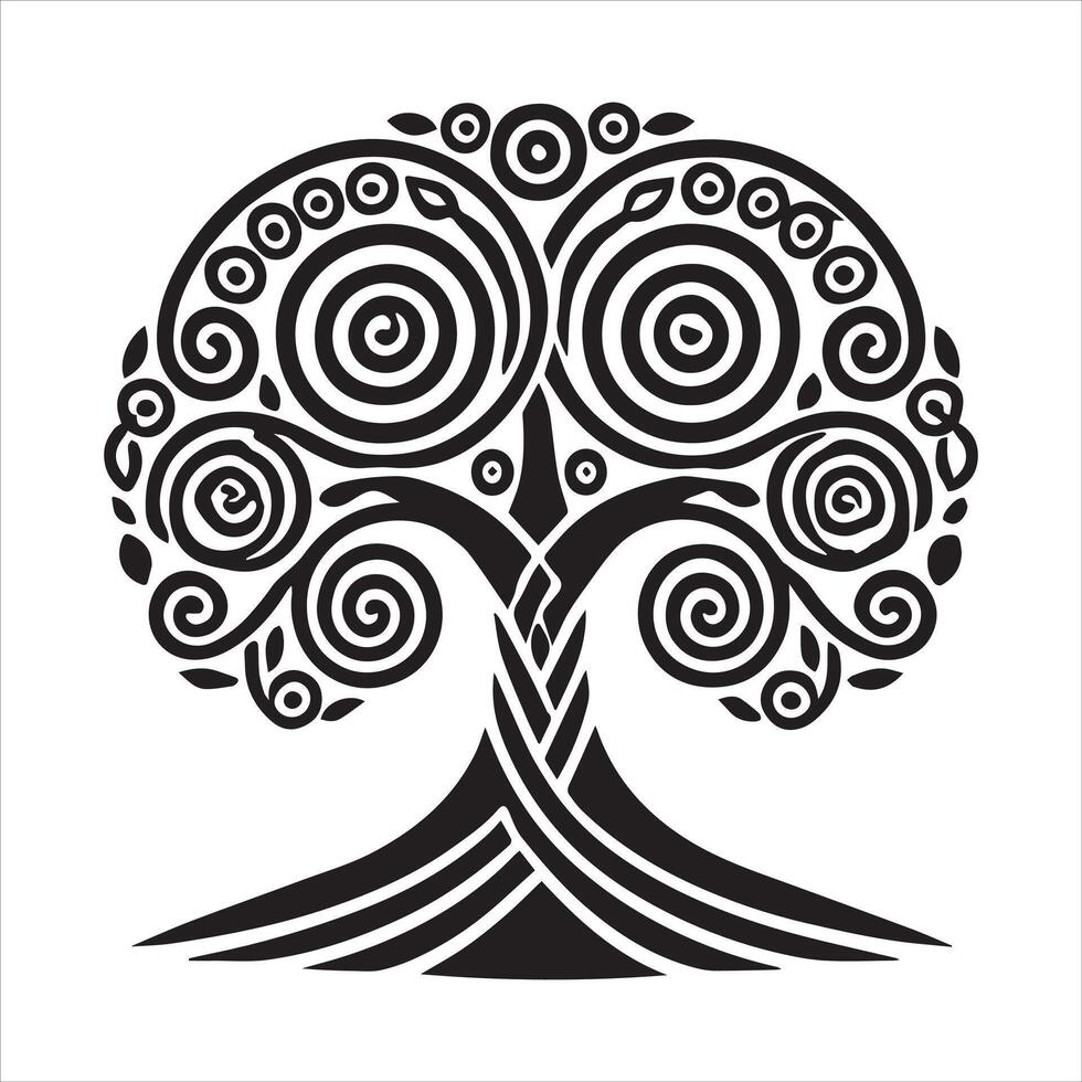 Celtic Tree of Life Silhouette - Celtic Tree Detailed Clipart for Designers vector