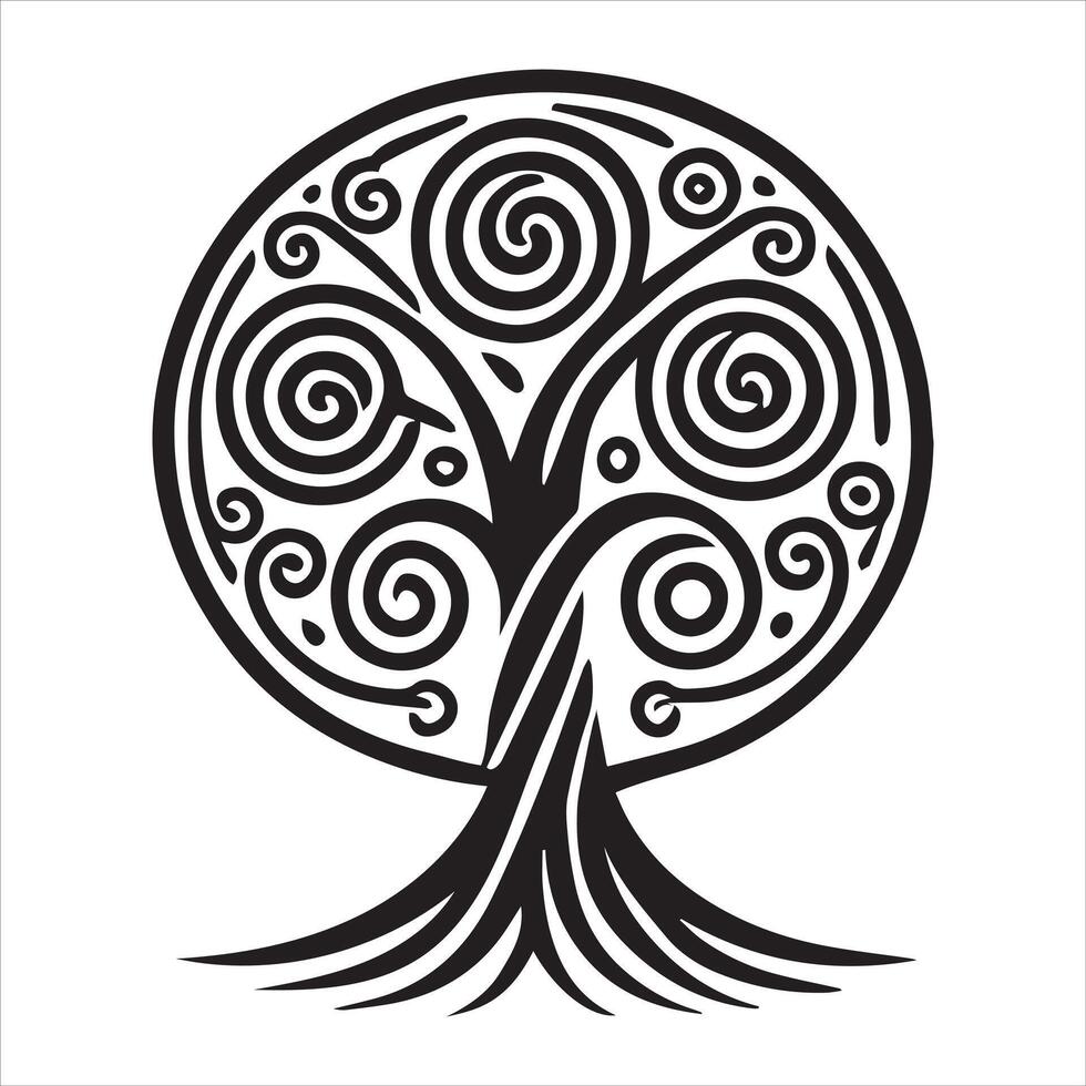 Bold Celtic Tree of Life Silhouette Artwork vector