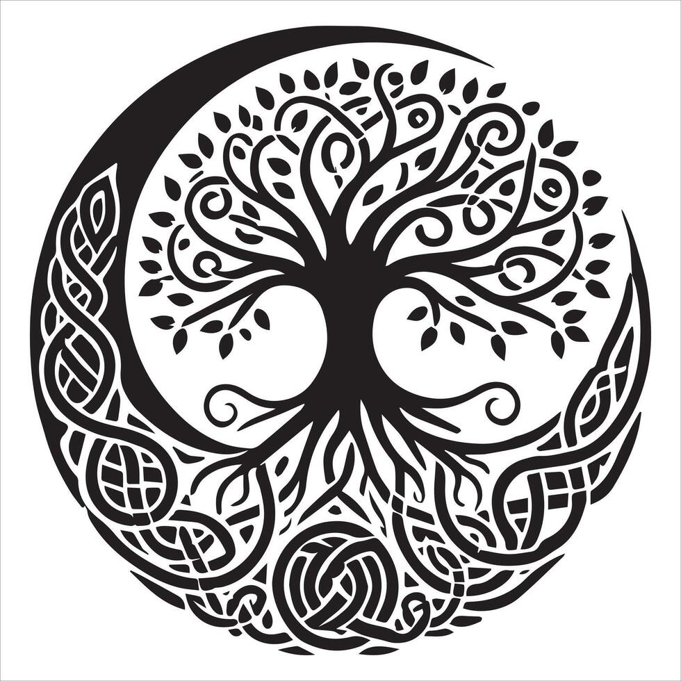 Celtic Tree of Life with Roots and Branches vector