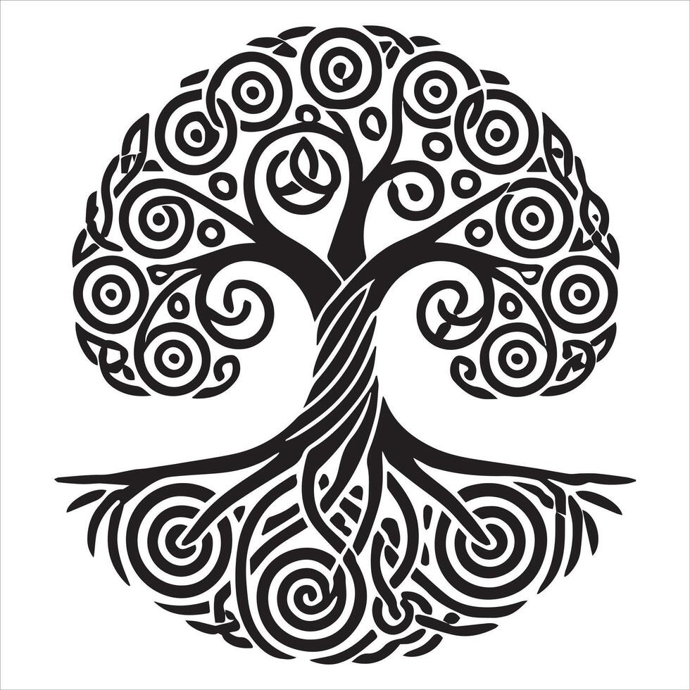 Celtic Tree of Life Clipart Silhouette for Creative Projects vector