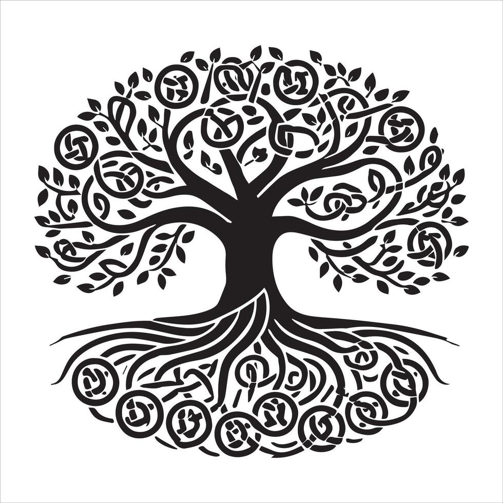 Celtic Tree of Life Silhouette Stunning Clipart for Craft vector