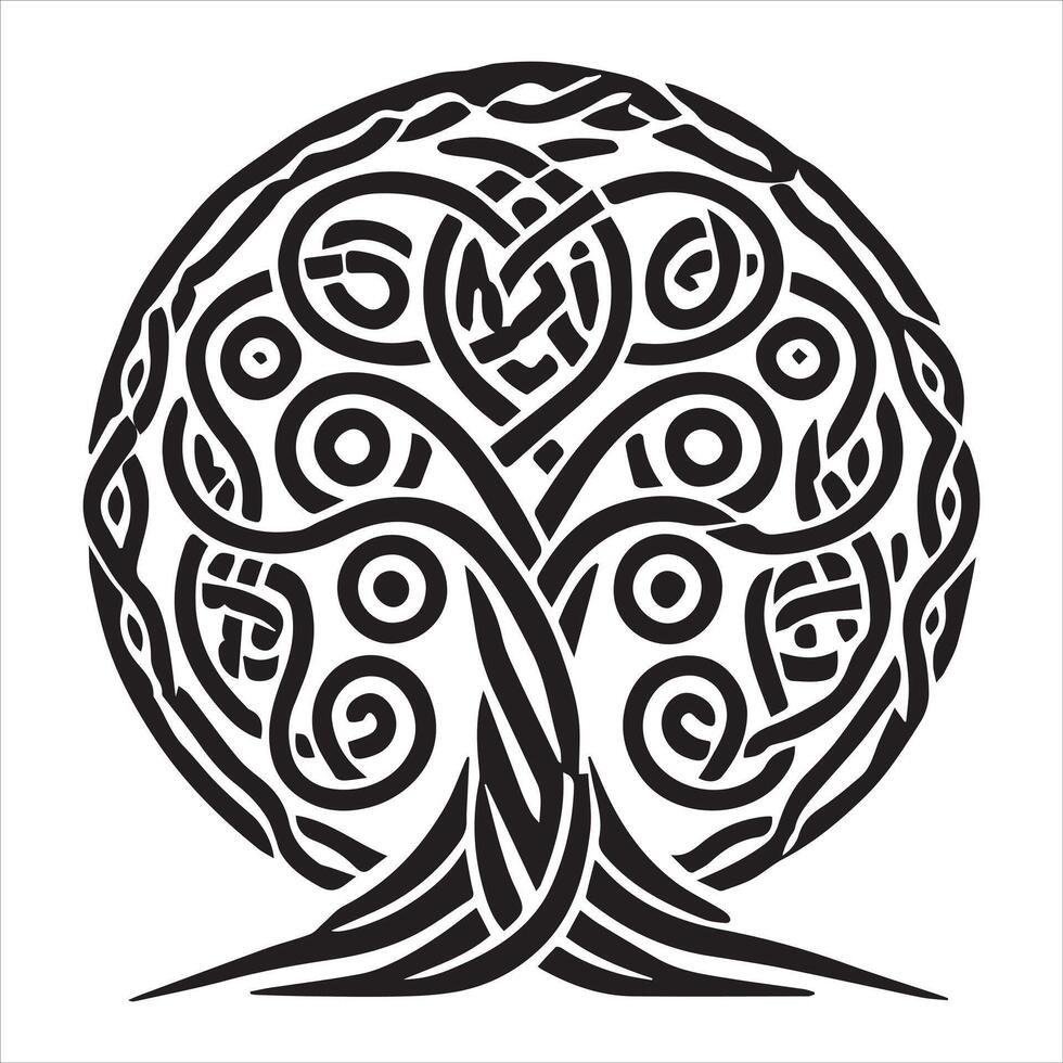 Celtic Tree of Life Silhouette Design - Beautiful Celtic Tree Illustration vector