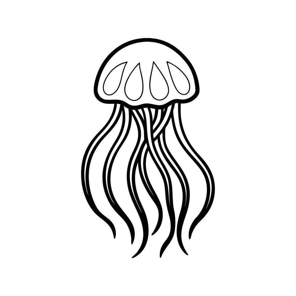 Monochrome Jellyfish Silhouettes - Black and White Clipart Design vector