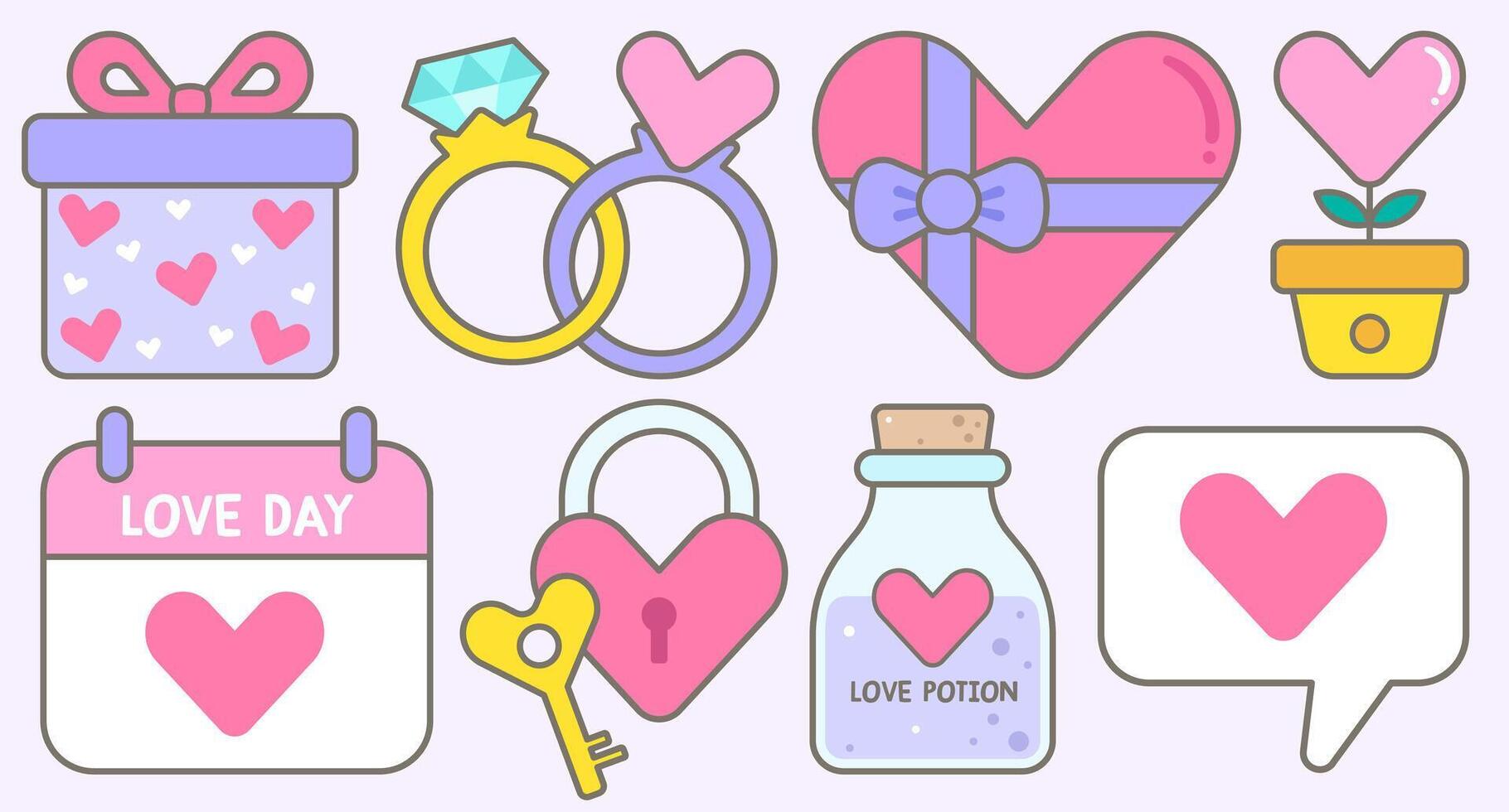 Cute Hand Drawn Global Love Day Elements vector