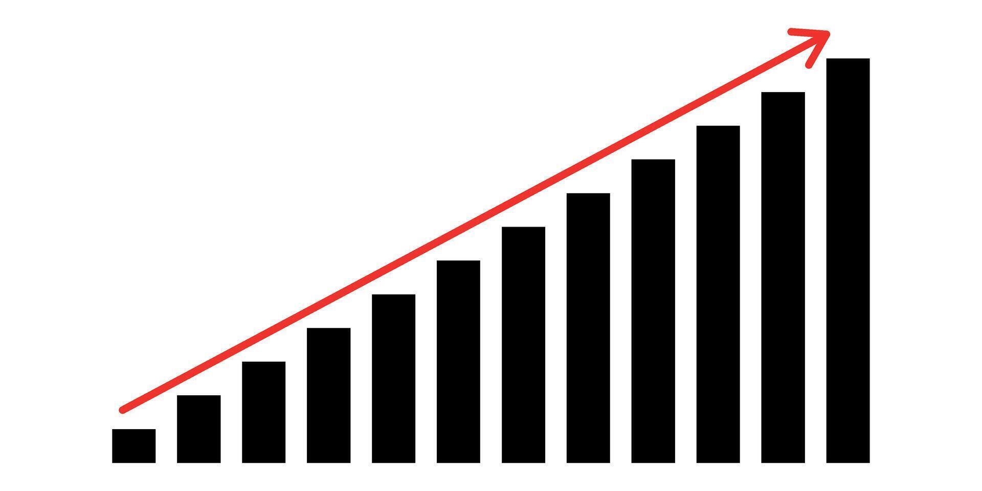 growth graph with arrows, progress bar symbol graph, growth graph icon. illustration. vector