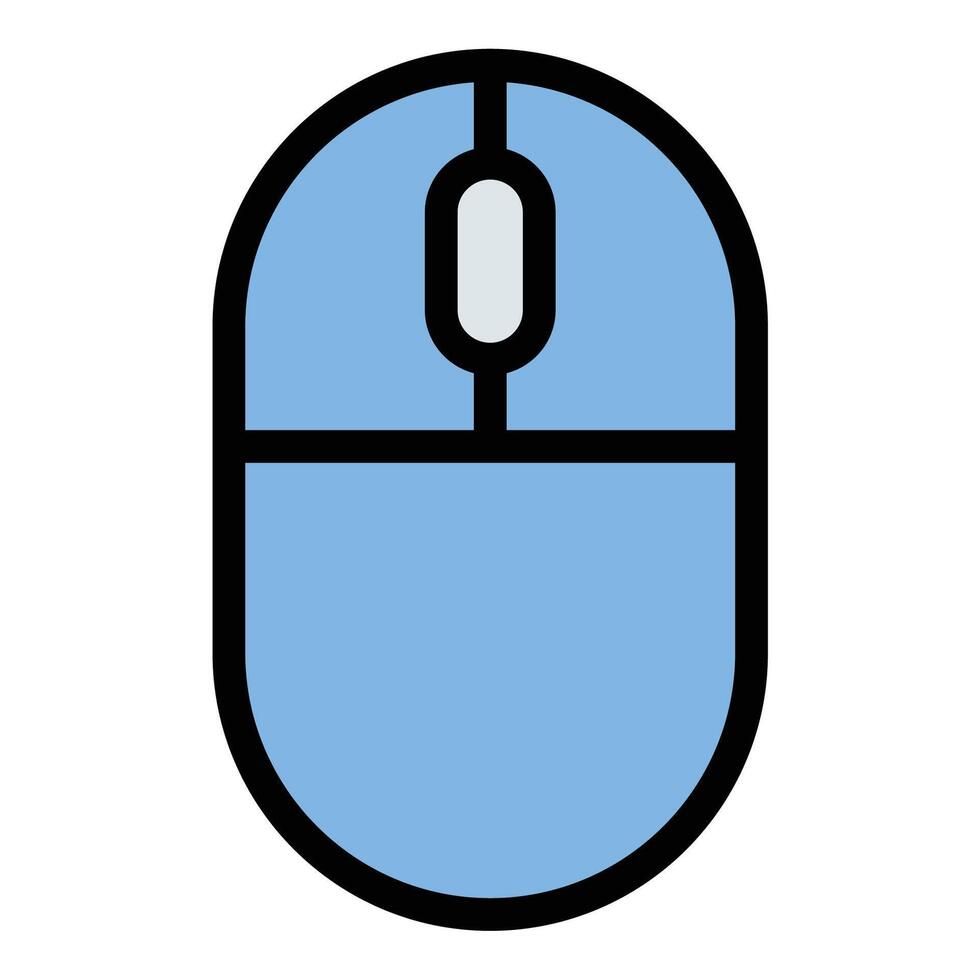 Computer Mouse Icon Point and Click Navigation in Flat Line Color Style vector