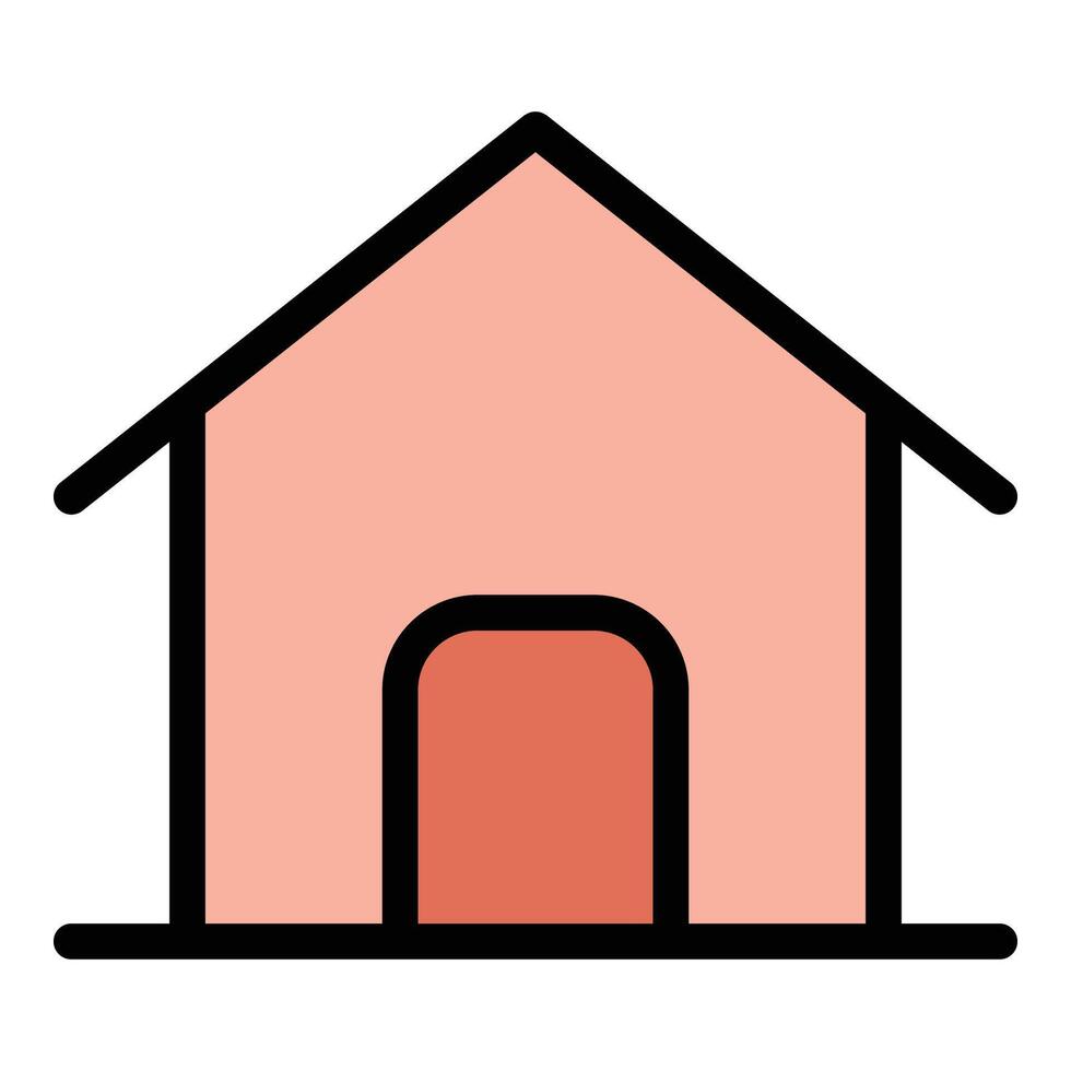 House Icon Cozy Home Design in Flat Line Color Style vector