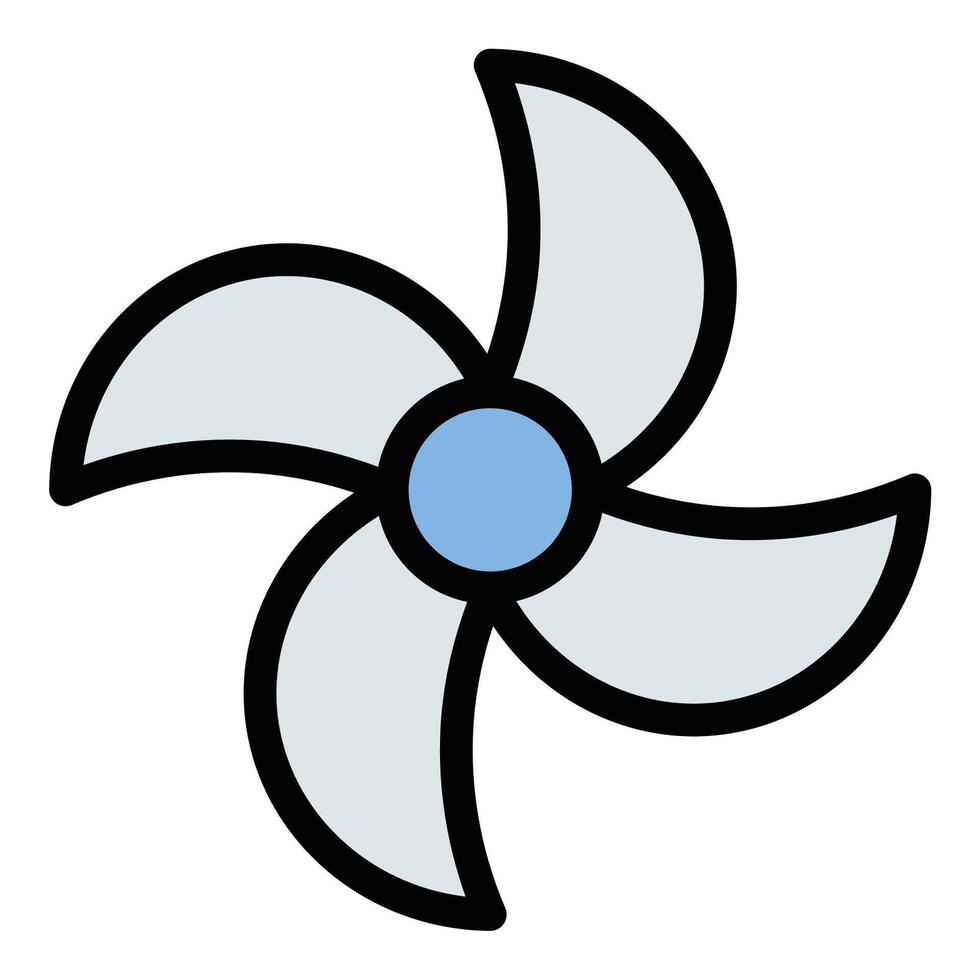 Fan Icon Cooling System in Flat Line Color Style vector