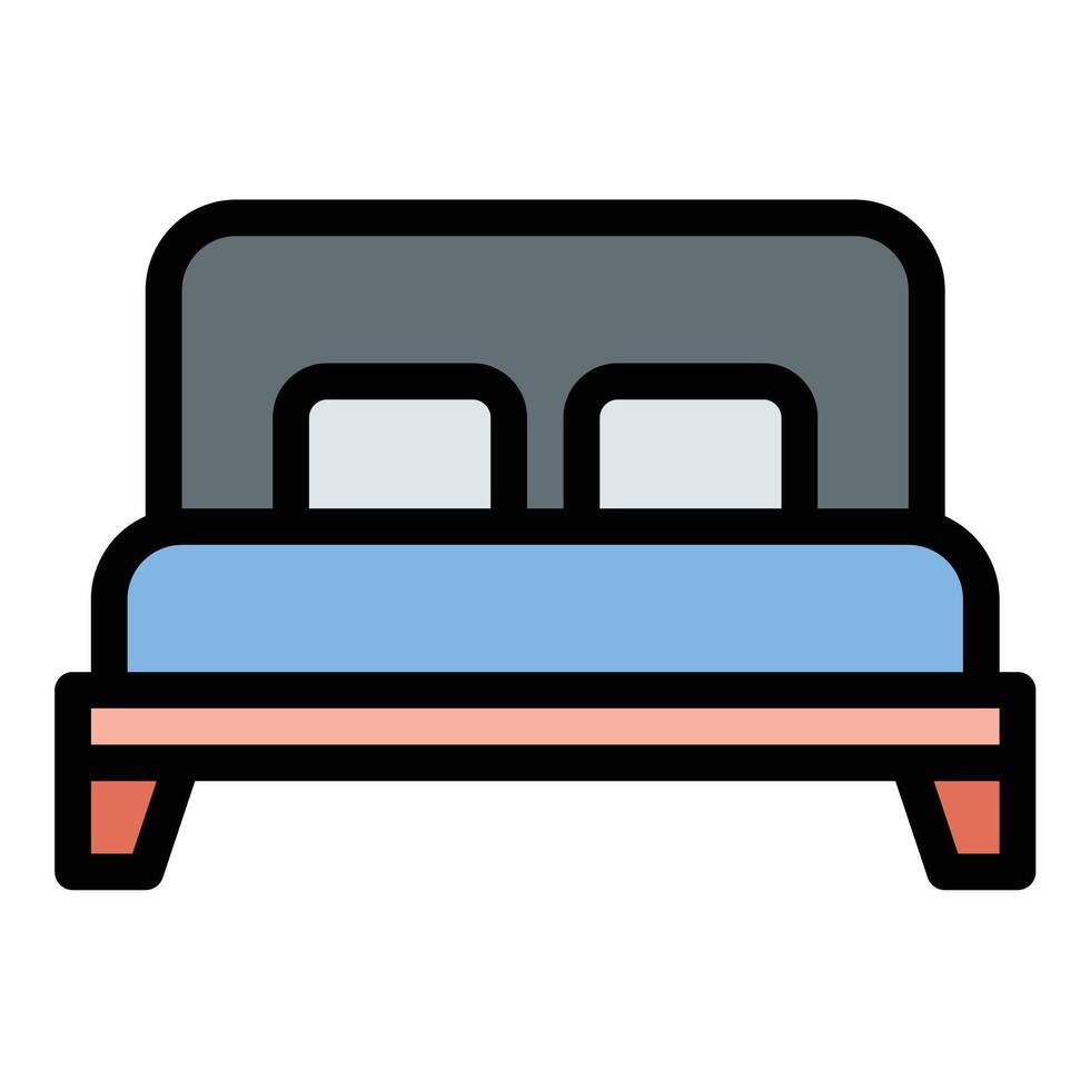 Bed Icon Comfort and Rest in Flat Line Color Style vector