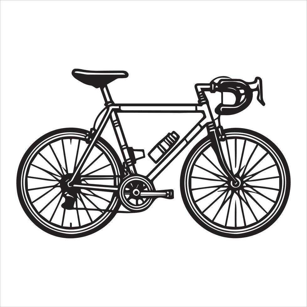 Elegant Black and White Bicycle Clipart - Silhouette Design for Art vector