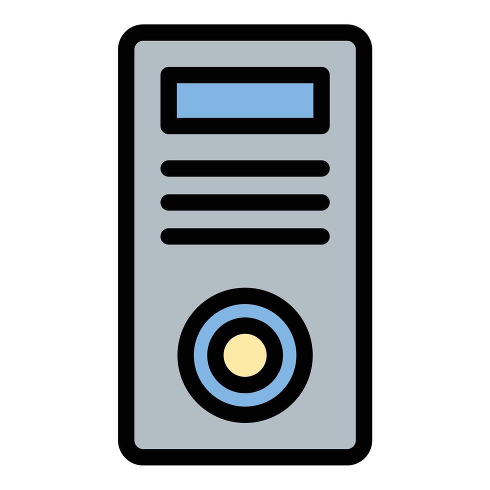 UPC torre icono informática poder en plano línea color estilo vector