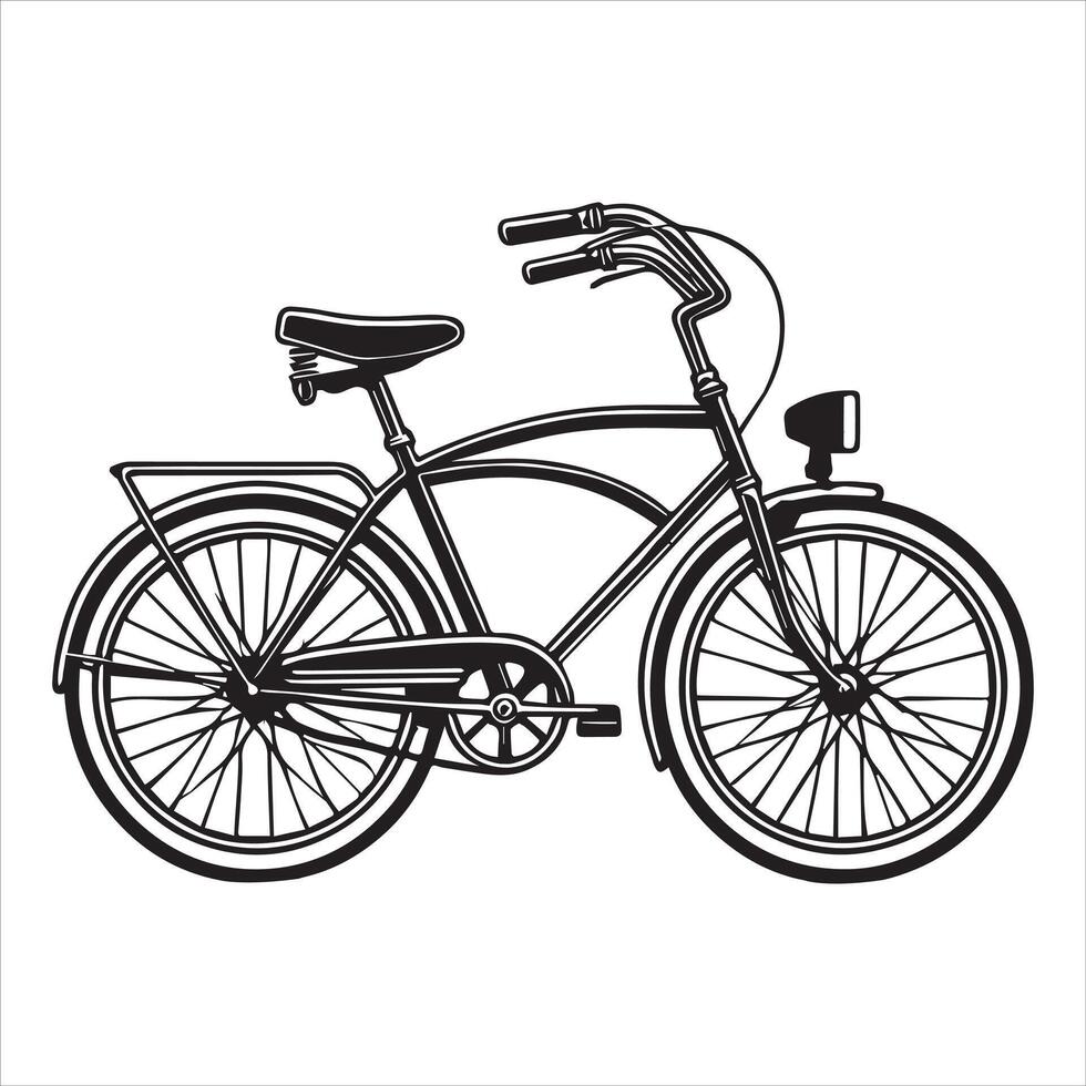 Simple Bicycle Clipart - Black and White Silhouette Illustration Design vector