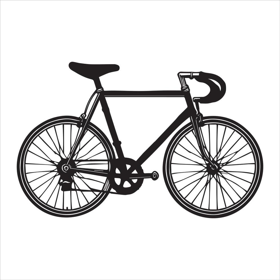 Monochrome Bicycle Silhouette - Elegant Black and White Clipart vector