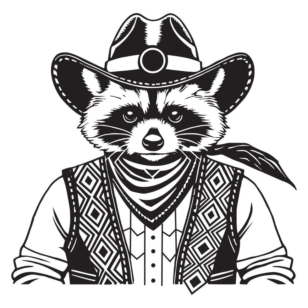 Cute Racoon isolated Clipart Design vector