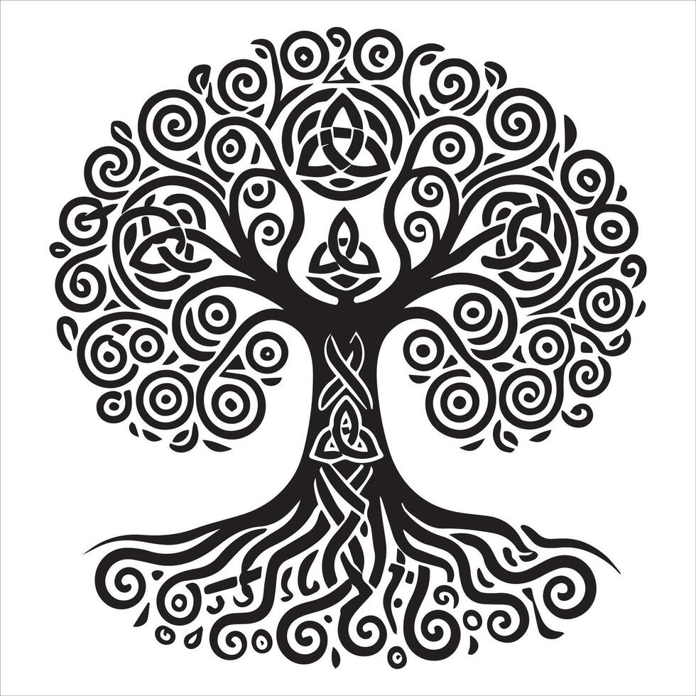Celtic Tree of Life Design - Elegant Celtic Tree Silhouette illustration Clipart vector