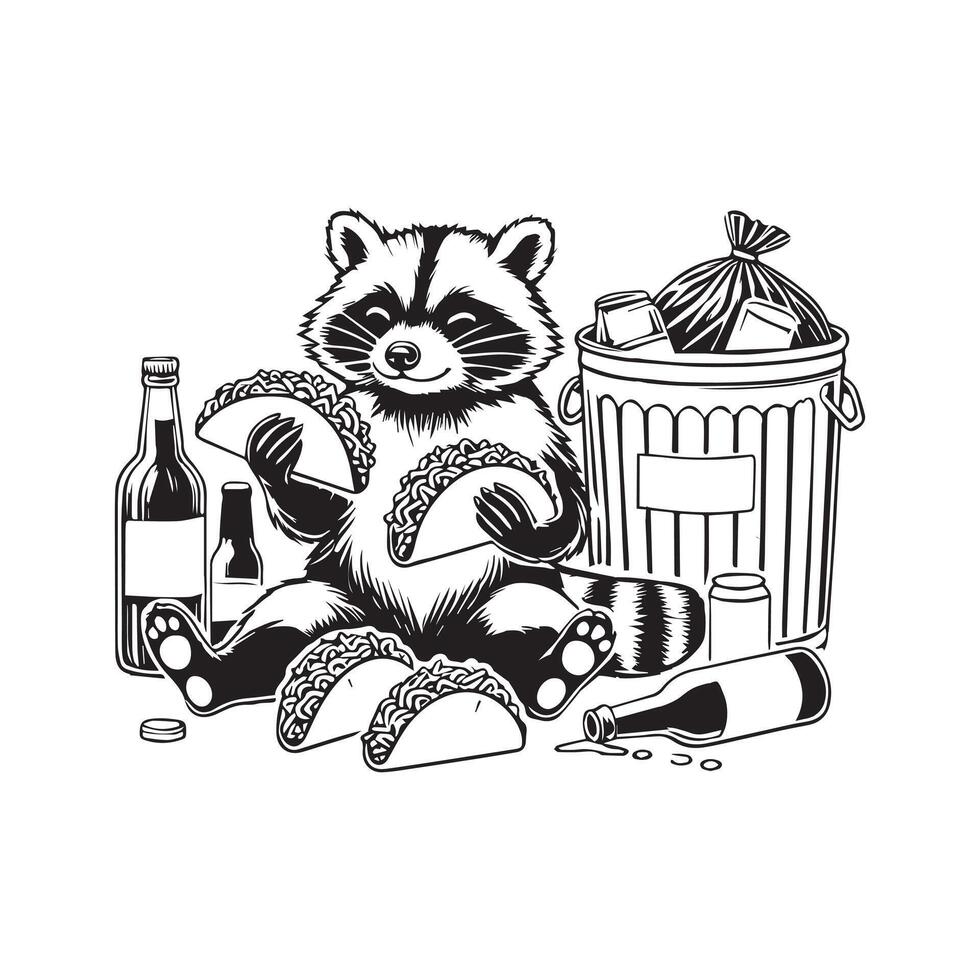 Playful Raccoon Clipart - Funny Isolated Raccoon Design vector