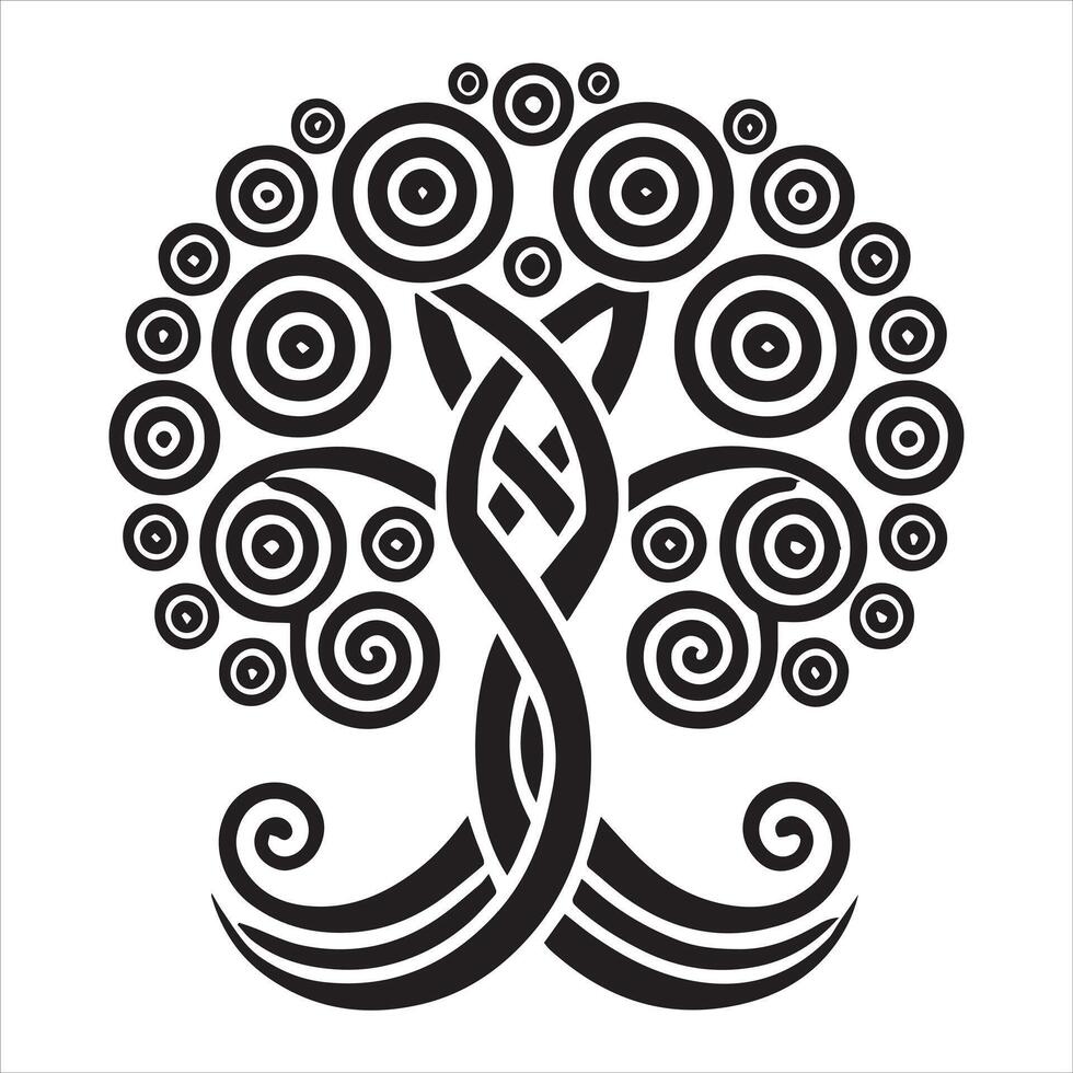 Intricate Celtic Tree of Life Clipart - Celtic Tree High-Quality Silhouette Design vector