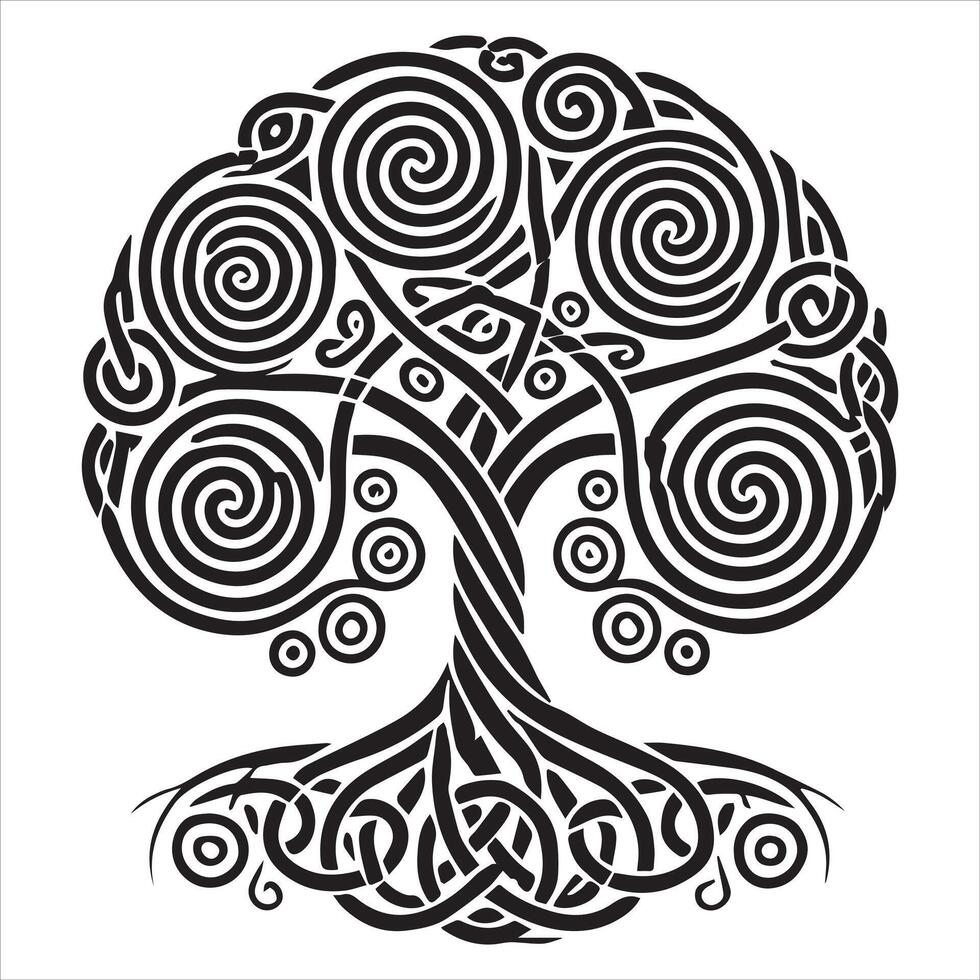 Celtic Tree of Life Illustration - Celtic Tree Silhouette Clipart for Crafts vector