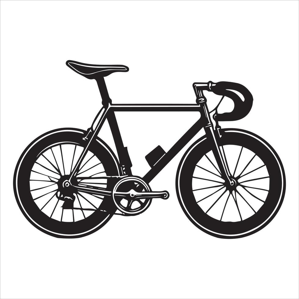 Bicycle Silhouette in Black and White - Simple and Elegant Cycle Clipart vector