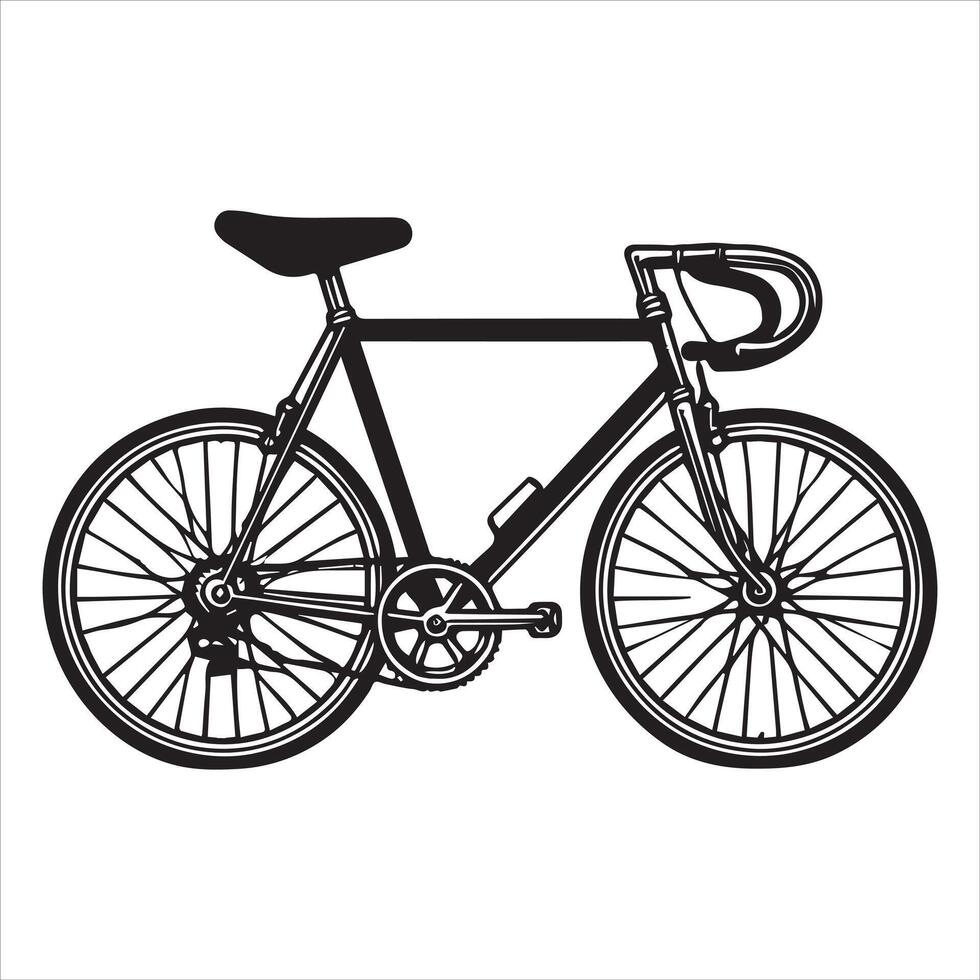 Bicycle Silhouette Clipart Design - Cycle illustration in black and white vector