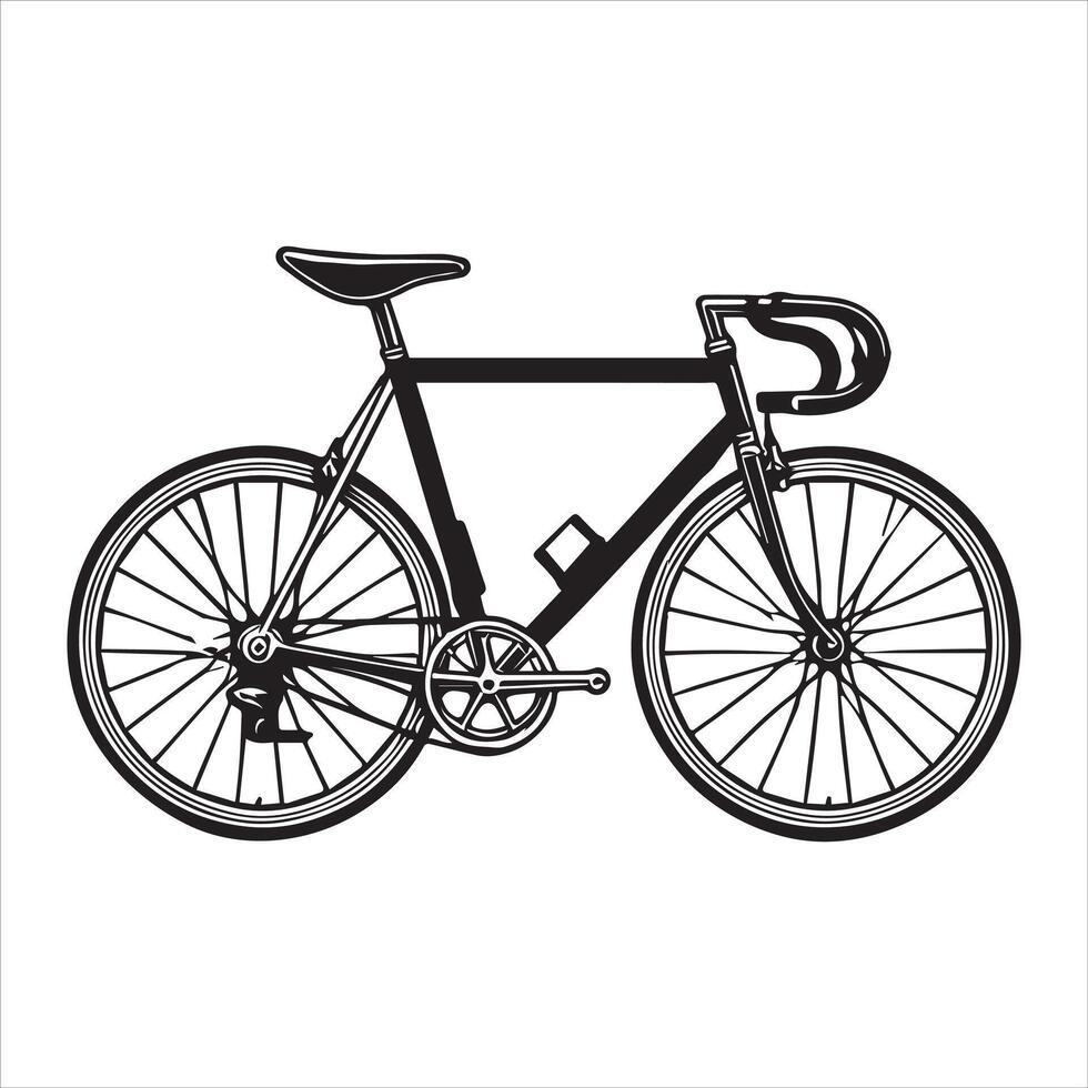 Bicycle Silhouette Clipart - Classic Black and White Cycle Illustration vector