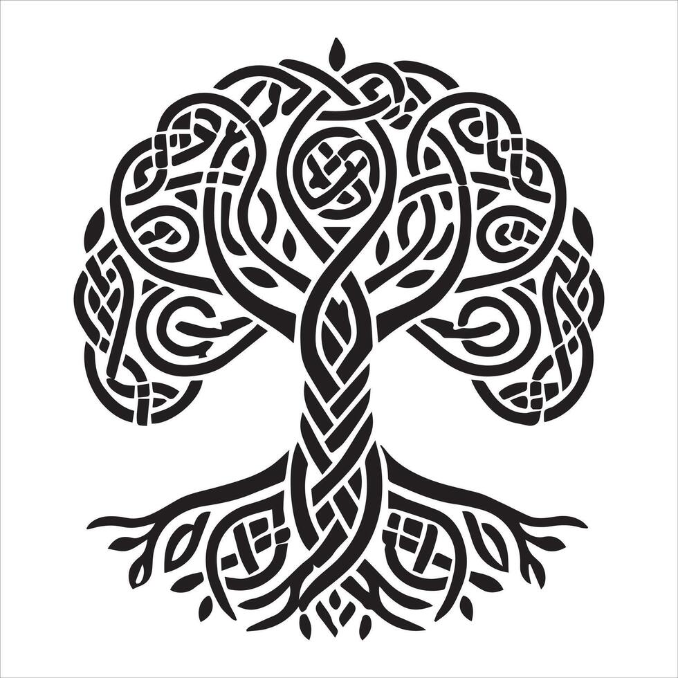 Celtic Tree of Life Silhouette - Tree illustration Artwork for Custom Designs vector