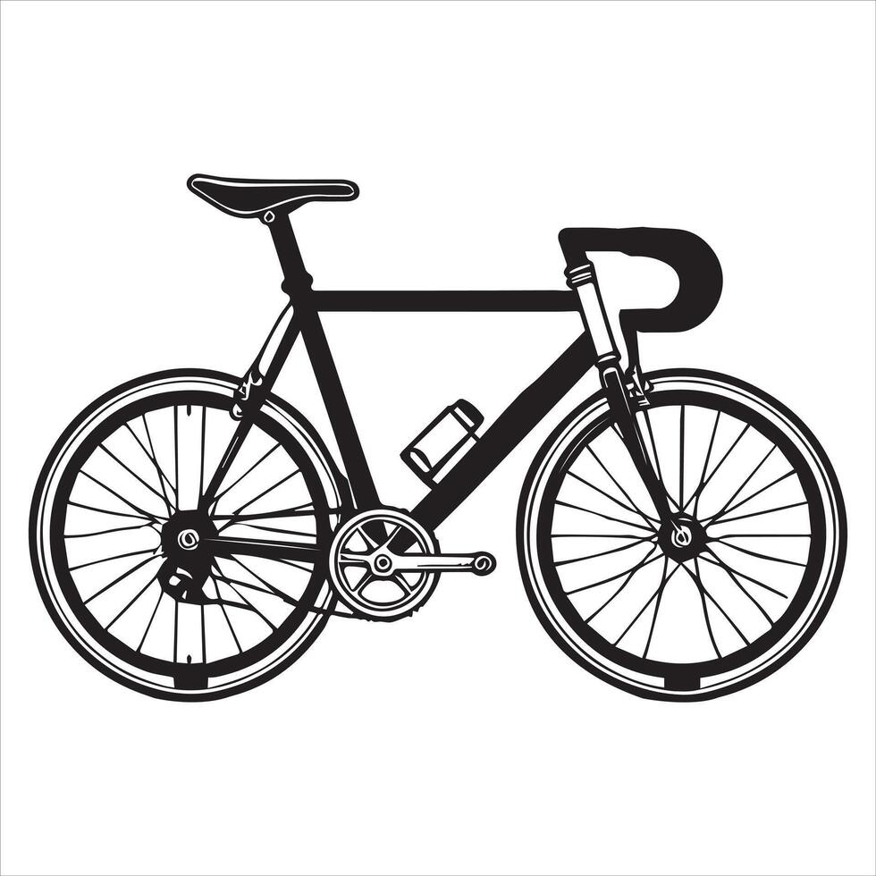 Bicycle Silhouette Art - Simple Black and White Cycle Design Clipart vector