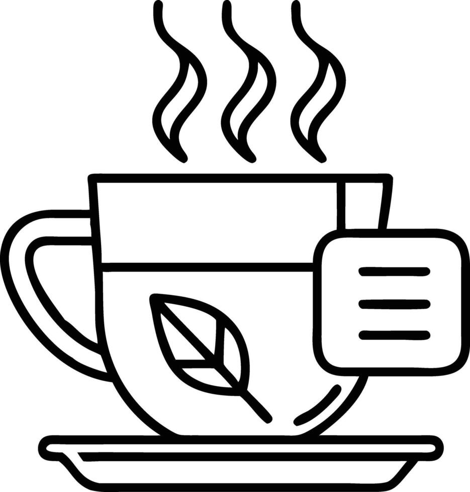 Tea cup with tea bag and leaf vector