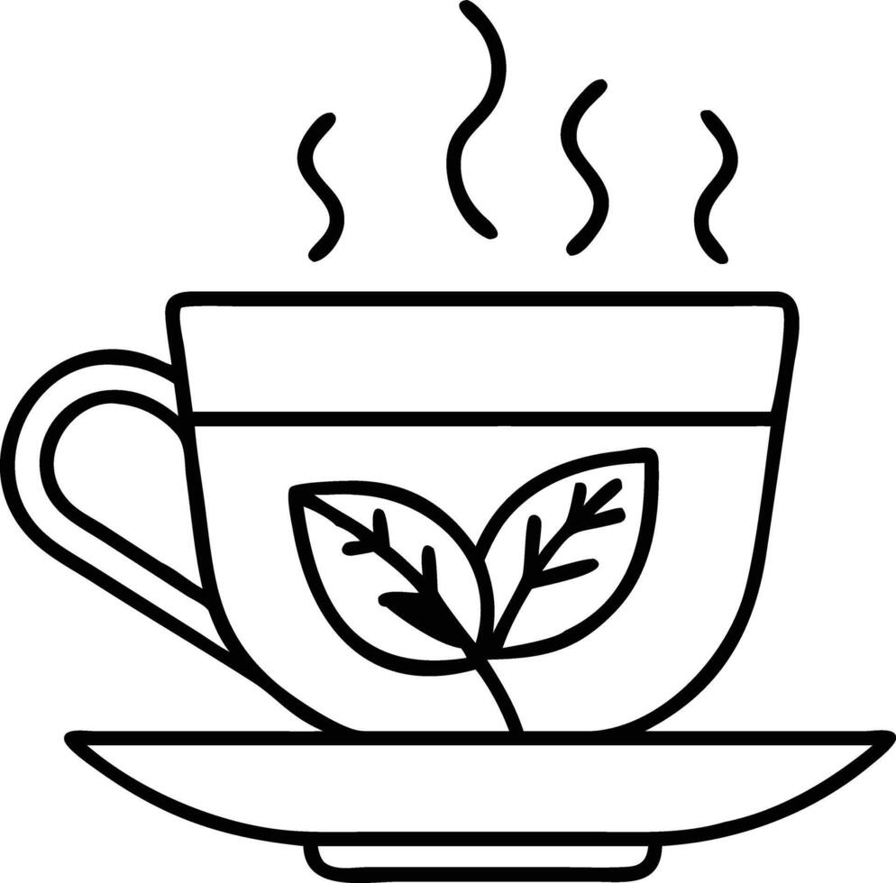 Tea cup with leaves and steam vector