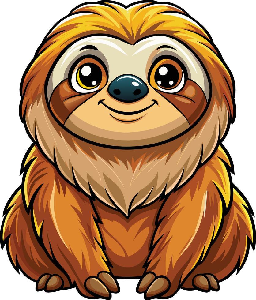A cartoon slotty sloth sitting and smiling vector