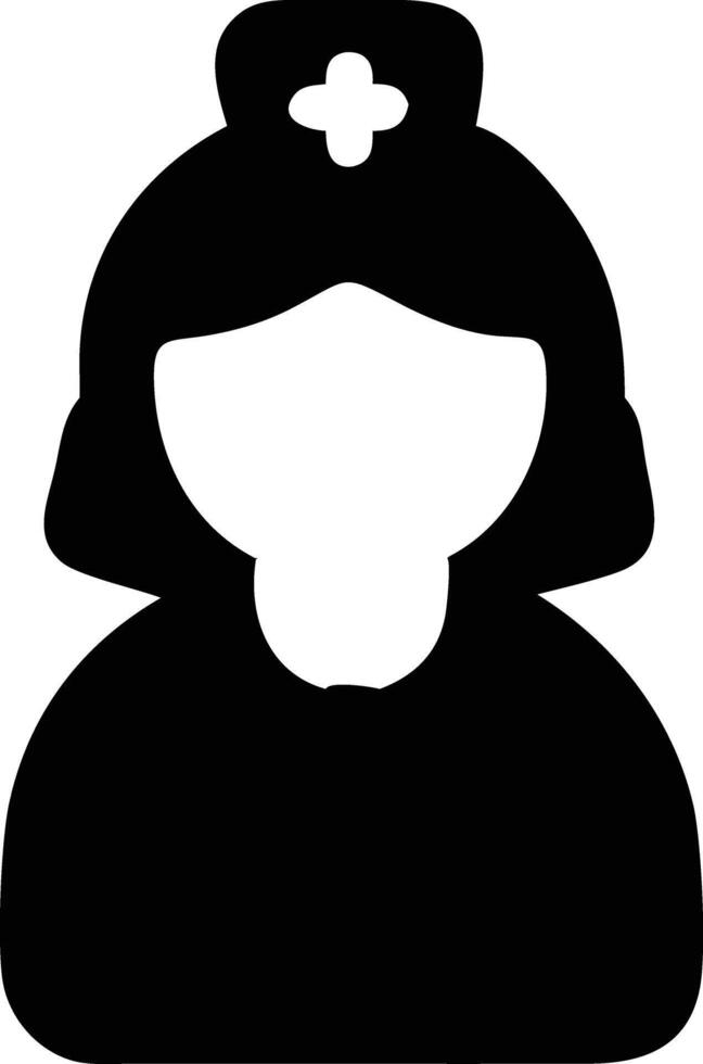 A silhouette of a nurse with a cross on her head vector