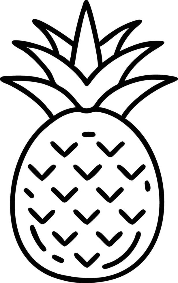 A pineapple is shown in a line drawing vector