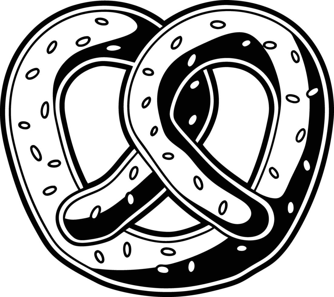 A black and white drawing of a pretzel vector