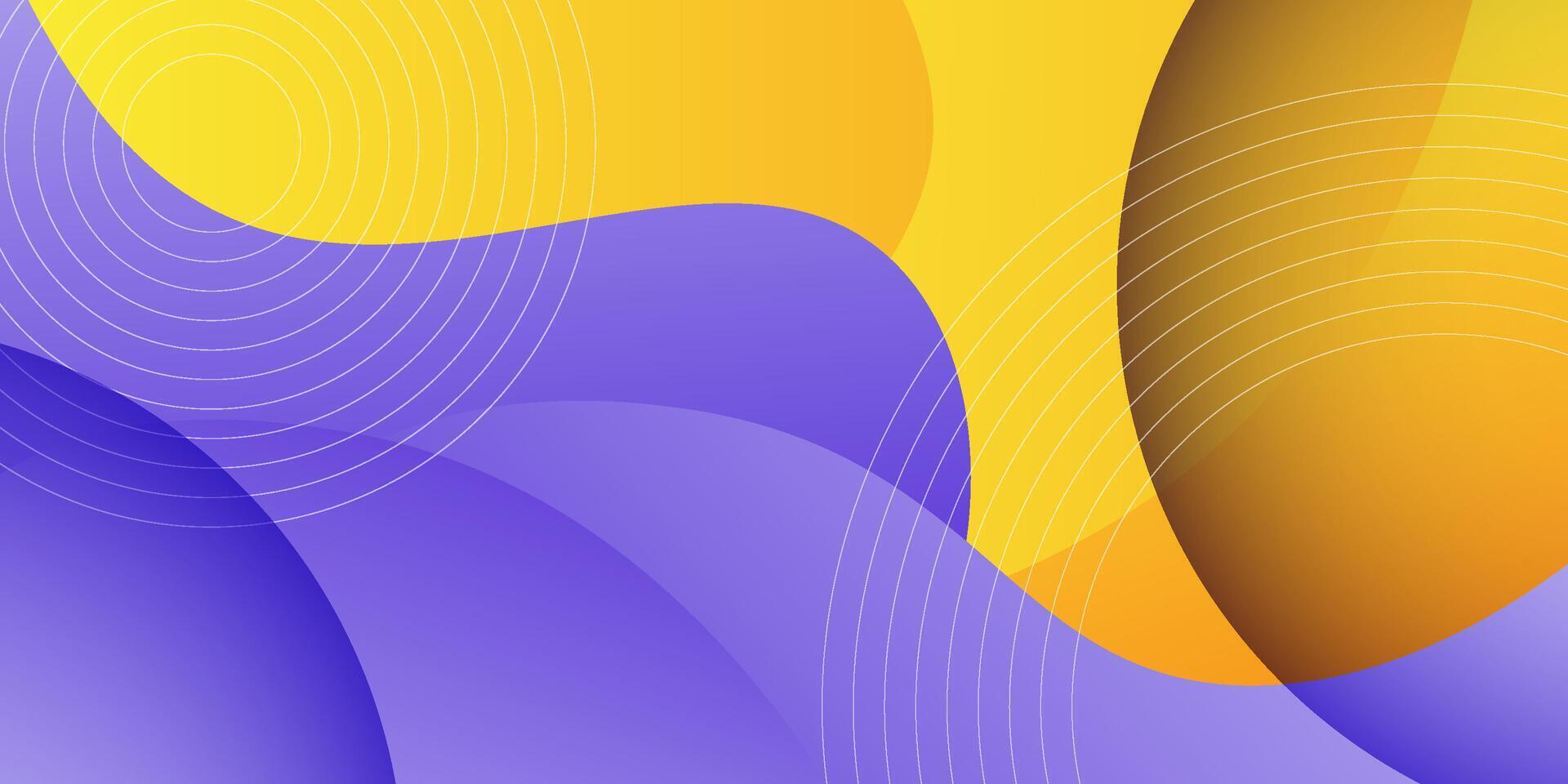 Abstract geometric purple and yellow banner background with overlapping wave shapes. Bright and modern with overlapping concept. Eps10 vector