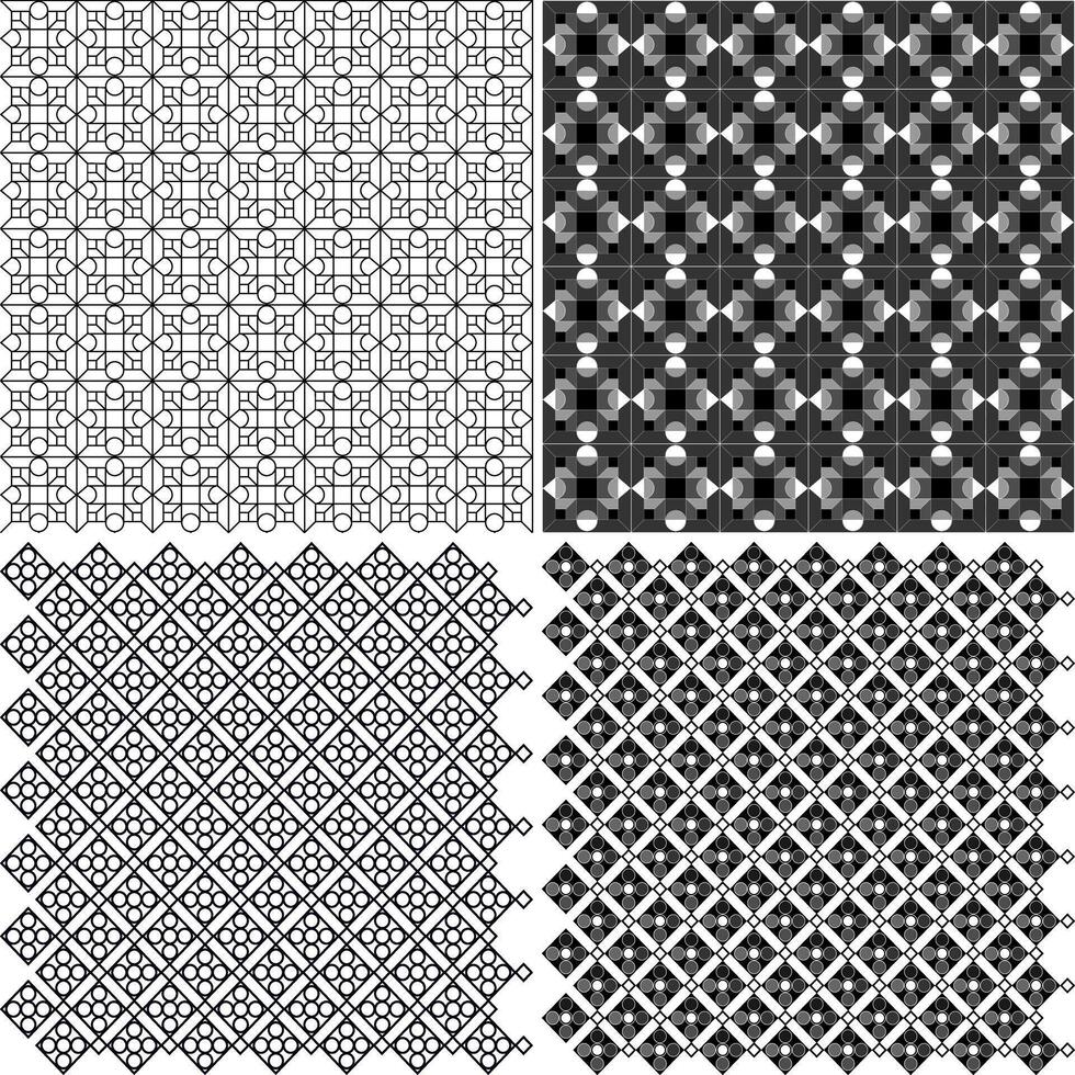 Four different black and white geometric patterns vector