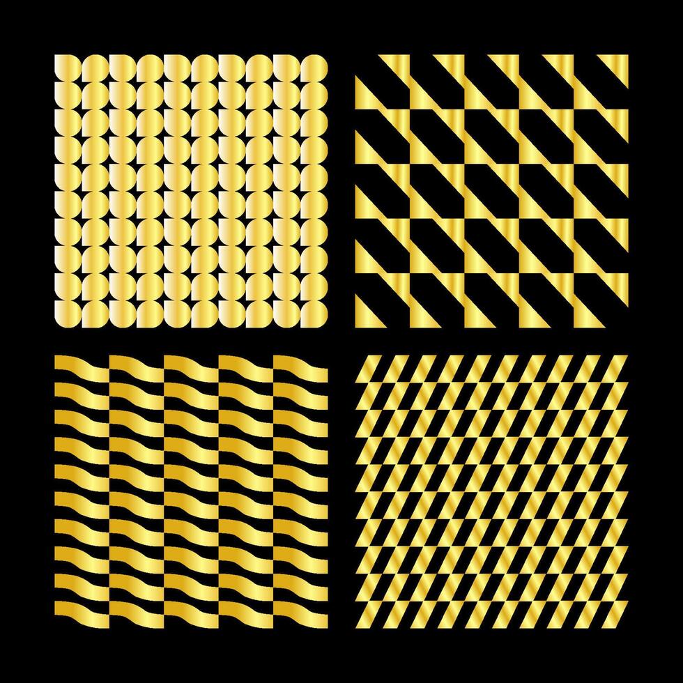 Four different gold and black patterns vector