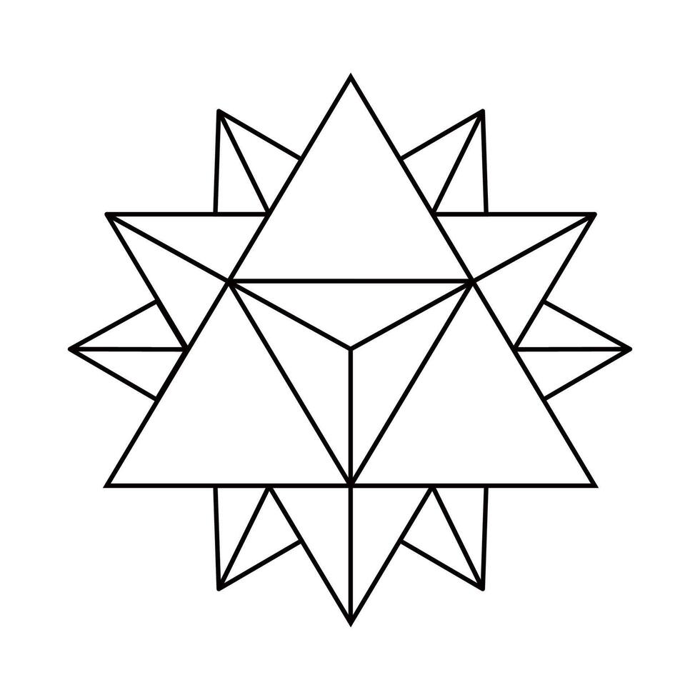 A black and white drawing of a star with a geometric design vector