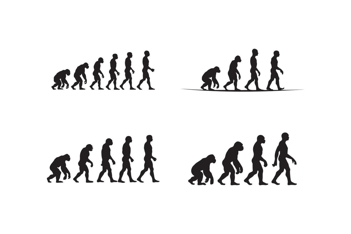 a simple silhouette of an ape gradually transform art vector