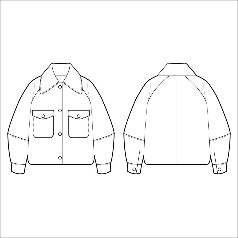 Men's oversized jacket drawing. Fashion sketch. Flat technical drawing. illustration. vector