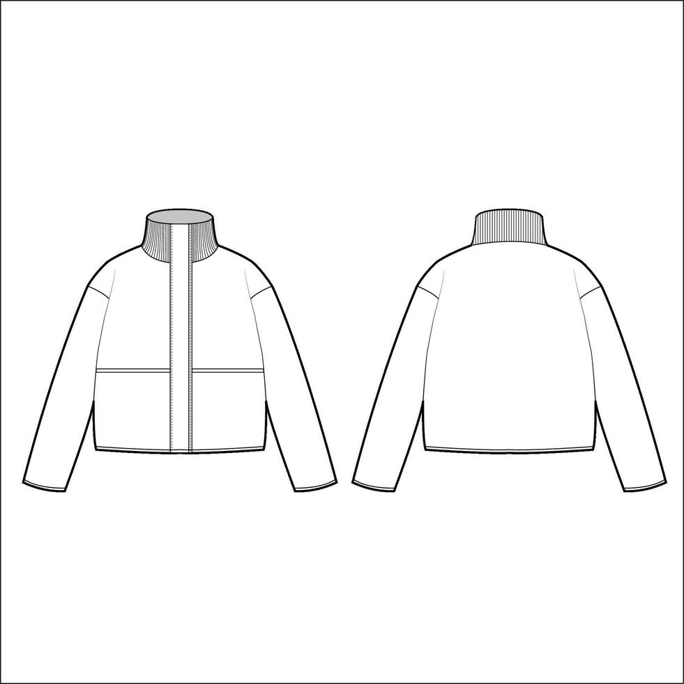Men's oversized jacket drawing. Fashion sketch. Flat technical drawing. illustration. vector