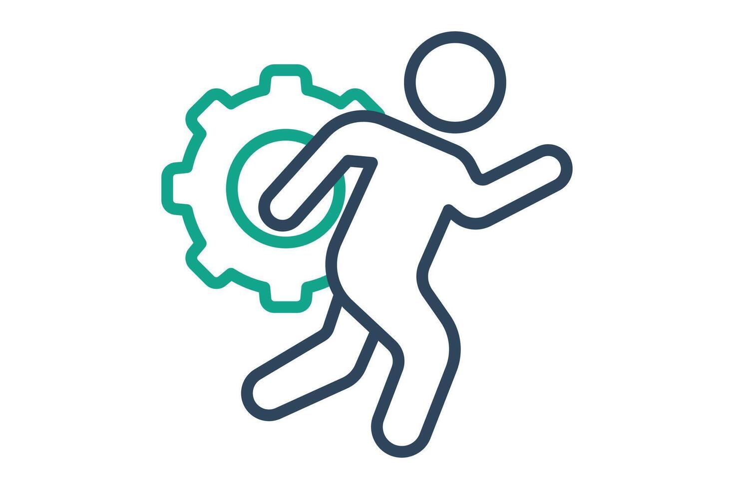 Action icon. line icon style. run with gear. icon related to motivation. success elements illustration vector