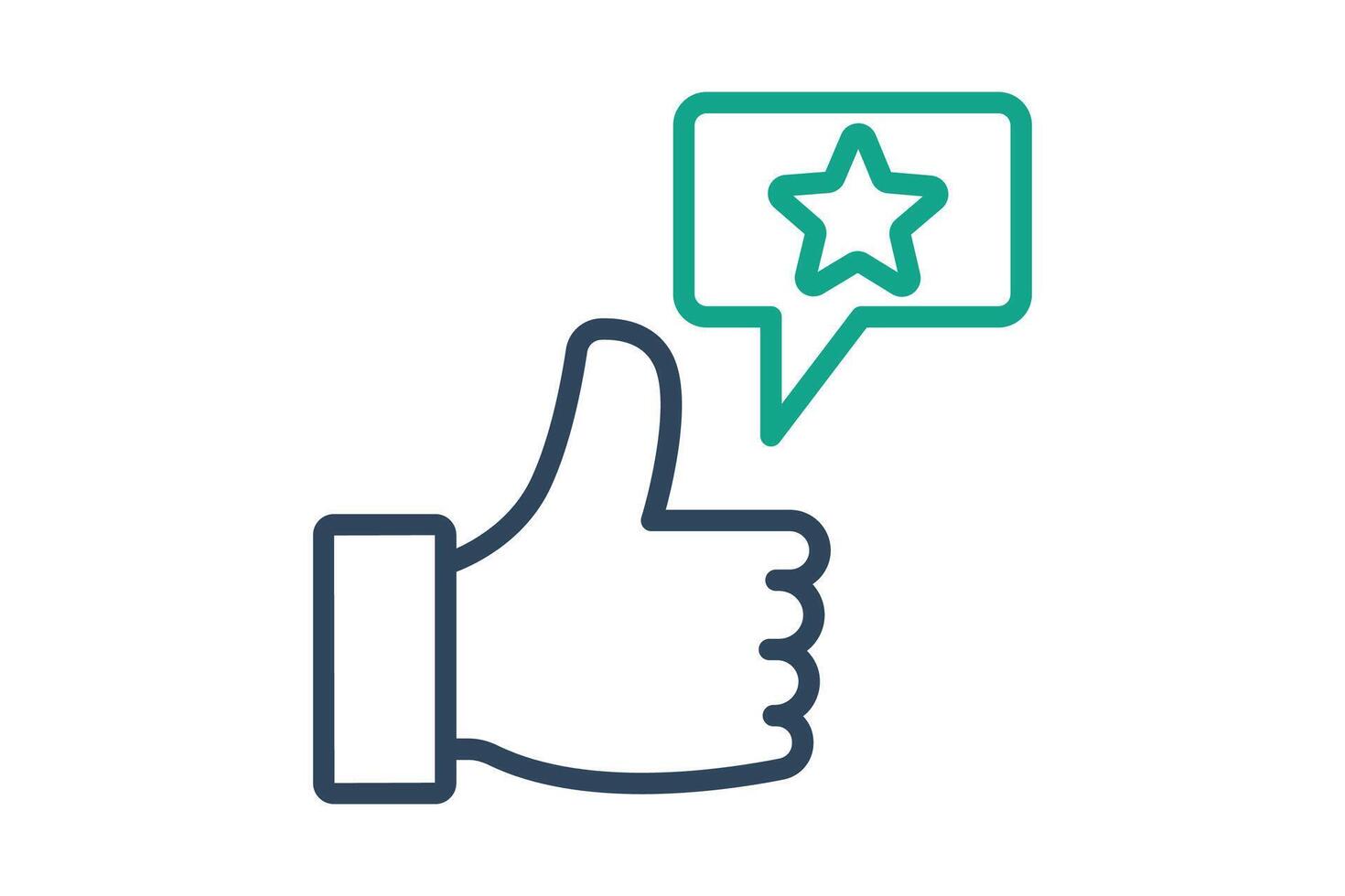 Appreciation icon. line icon style. thumb with chat and star. icon related to motivation. success elements illustration vector