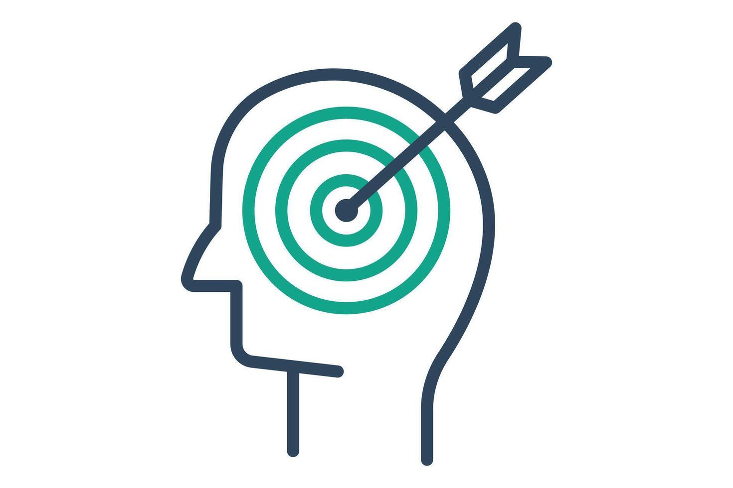 Purpose icon. line icon style. head with target. icon related to motivation. success elements illustration vector
