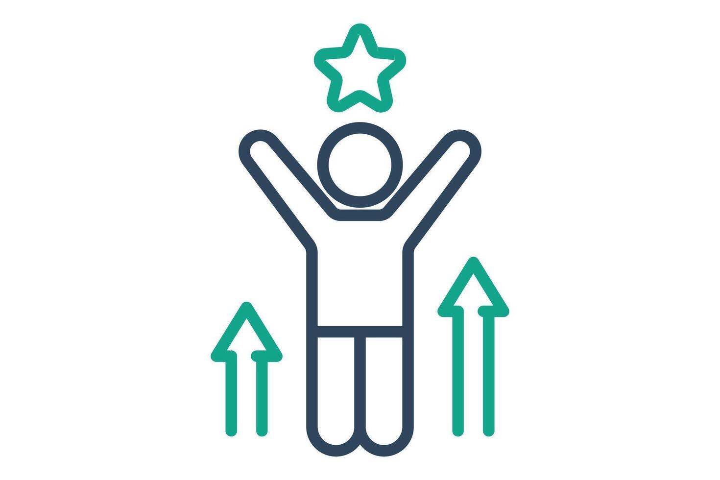 Motivation icon. line icon style. person with up arrow and star. icon related to motivation. success elements illustration vector