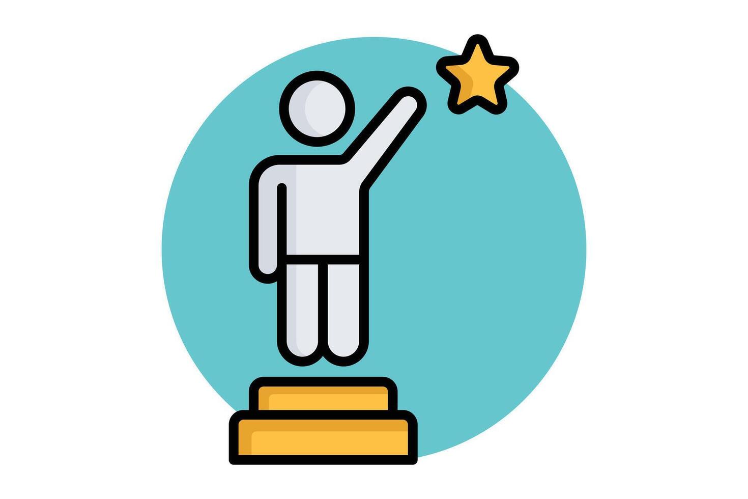 Ambition icon. colored outline icon style. person with podium and star. icon related to motivation. success elements illustration vector