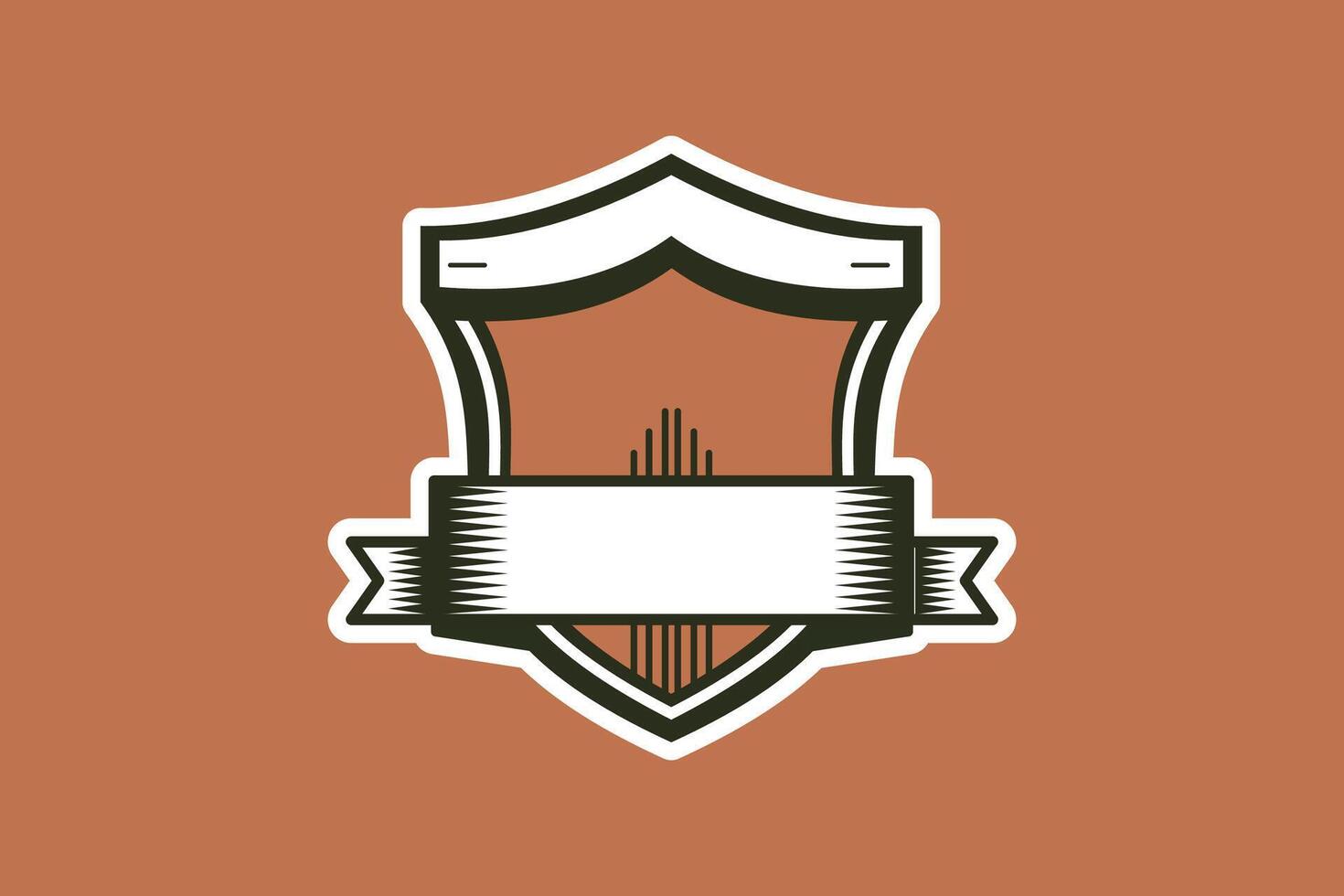 Retro Shield Logo with Banner for Text - Classic Vintage Style Template vector