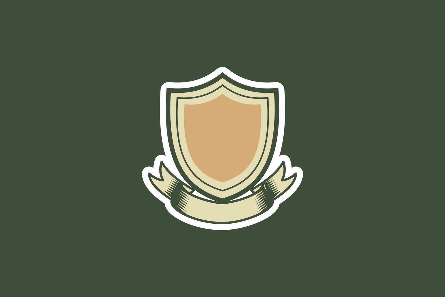Classic Retro Shield Logo with Banner - Perfect for Customizable Text vector