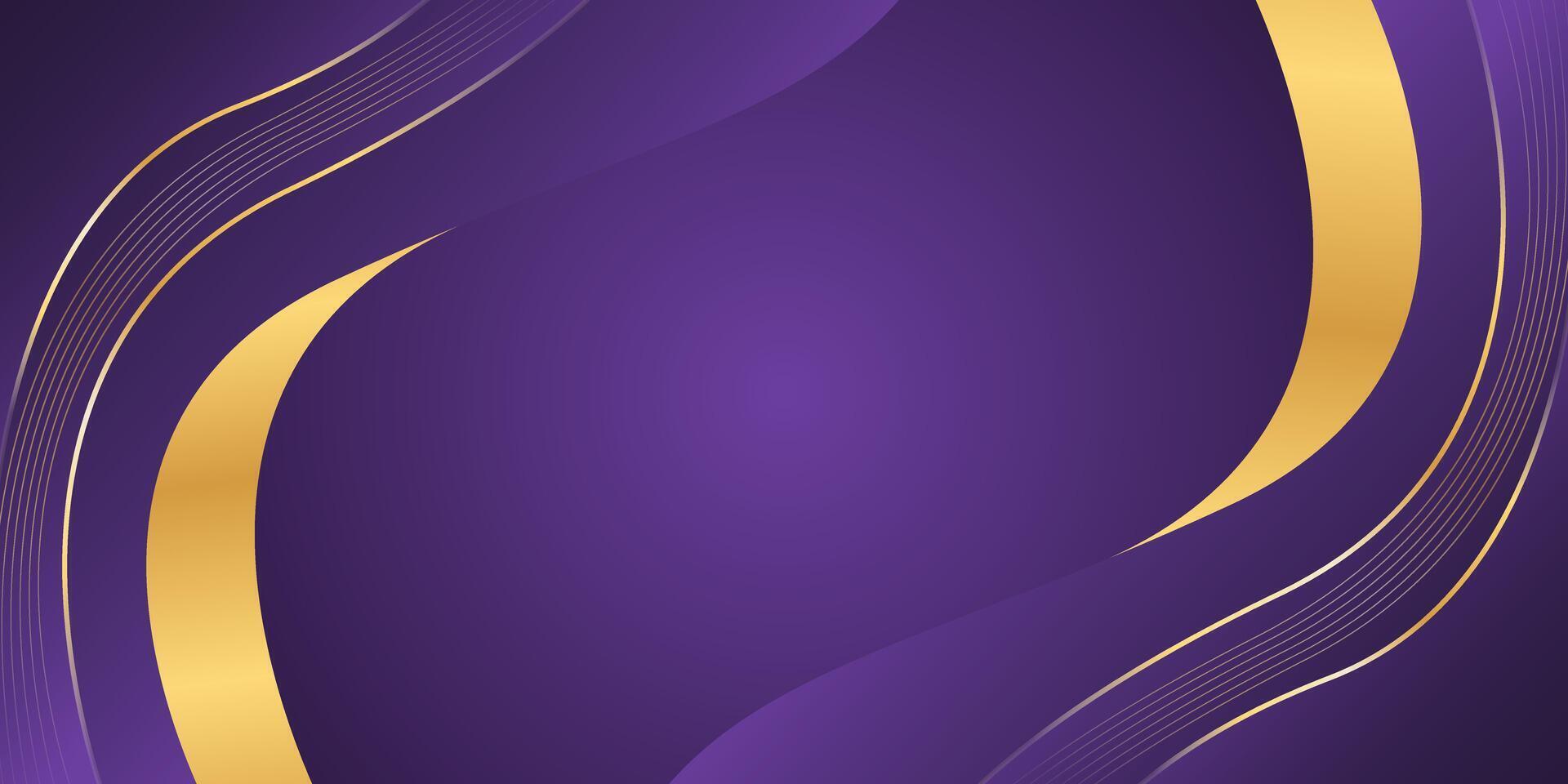 Elegant purple luxury background with gold lines. Abstract wave wallpaper. Creative design vector